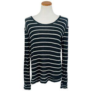 Anthropologie x Clu + Willoughby Striped Long Sleeved Chiffon Bow & Ruffles Knit